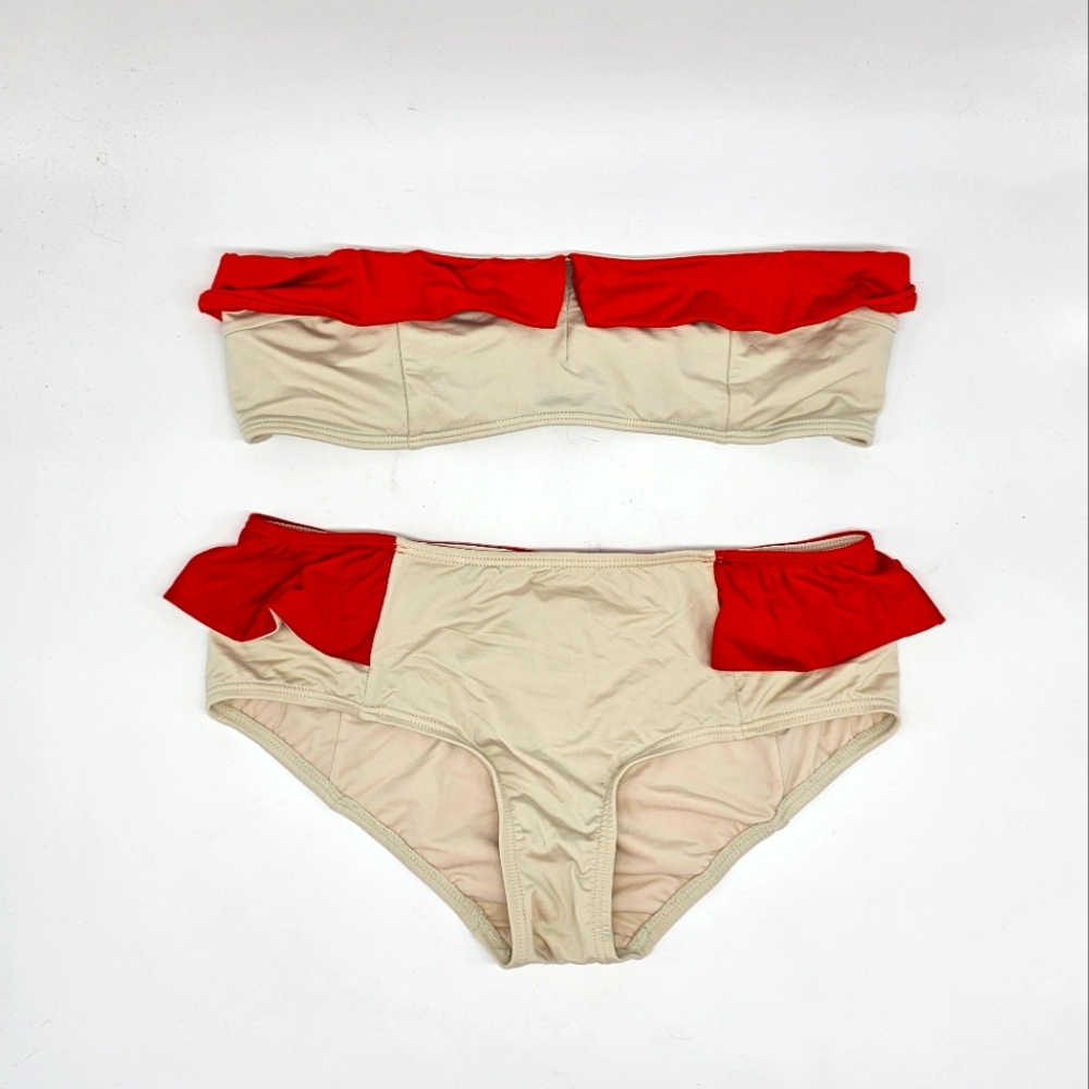Marc Jacobs Ruffle Orange Red Tube Bikini